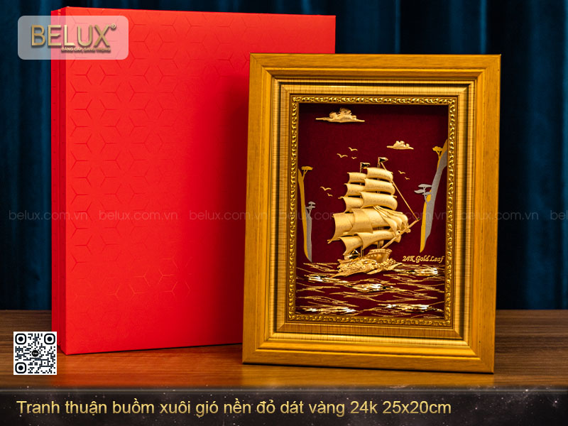 Tranh thuận buồm xuôi gió dát vàng 24k 25x20cm